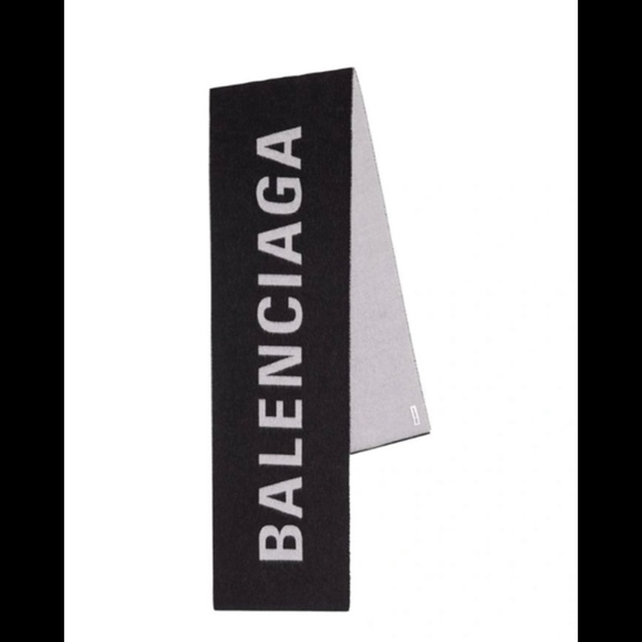 Balenciaga logo scarf black and gray 100% authentic - Picture 1 of 1